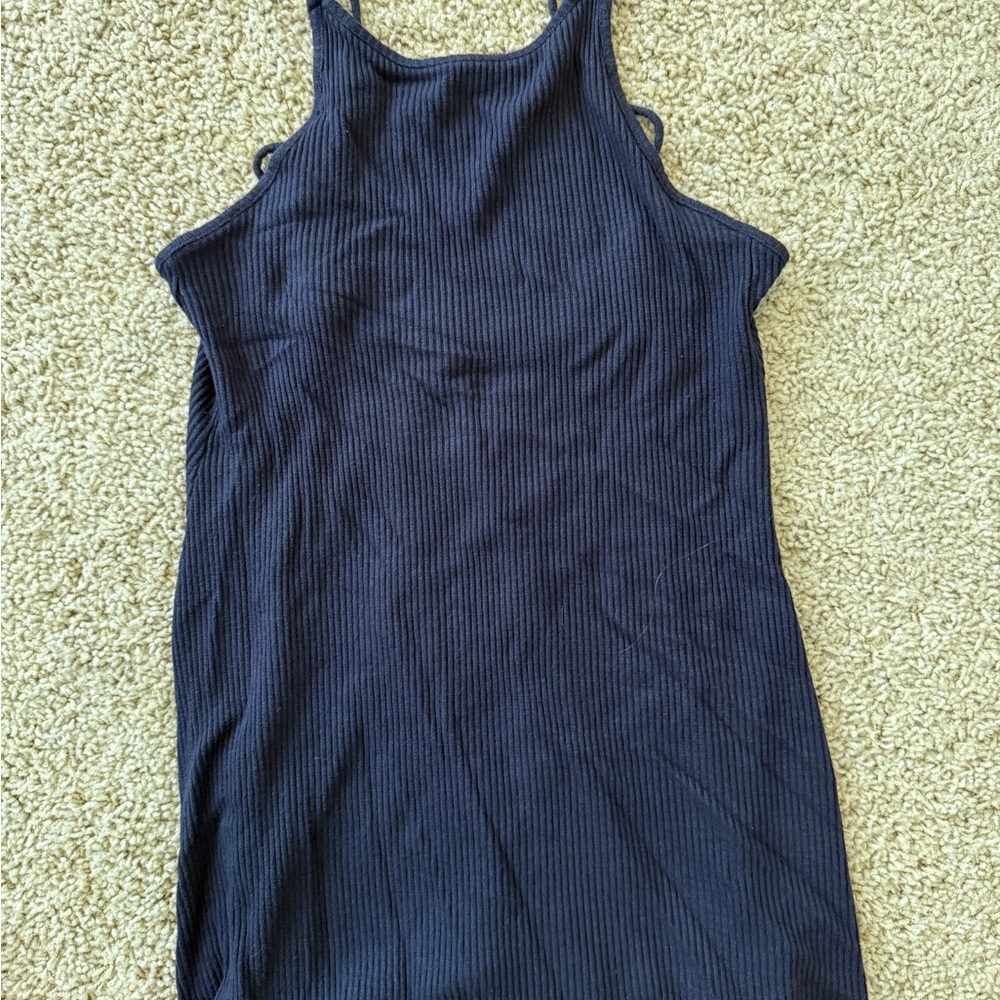 Women's Navy Ribbed Cover Up